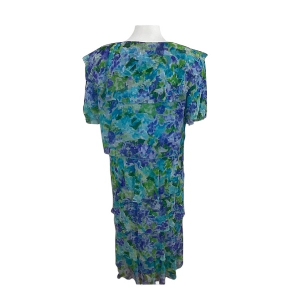 Ann Hobbs for Cattiva Floral Tiered Chiffon Dress Size 14 - Picture 2 of 5